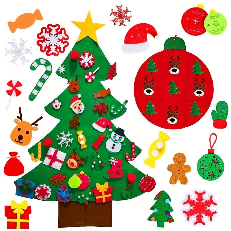 51pcs DIY Felt Christmas Tree Set Plus Tic-Tac-Toe Games Wall Hanging Decorations Felt Craft Kits for Xmas Party Favors