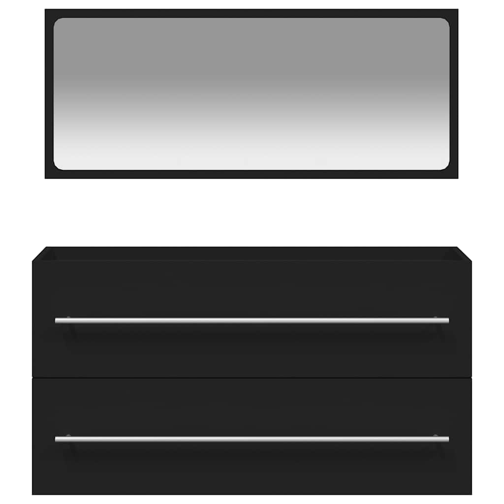 vidaXL Bathroom Cabinet with Mirror Black Wood Composite