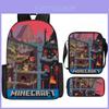 Conjunto Mochila Oxford 3 em 1 Minecraft com Estojo e Bolsa a Tiracolo para Estudantes