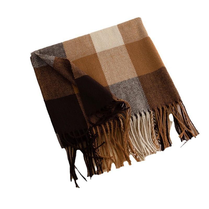 Winter Plaid Scarf Women Men - Soft Faux Cashmere Wrap Shawl With Tassels Long 65x200cm Warm Fashion Accessory