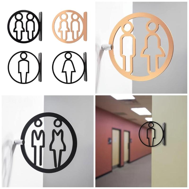 Clear Directional Restroom Sign Easy Install Bathroom Signage Toilet Plaque Washroom Marker Male Female Symbols