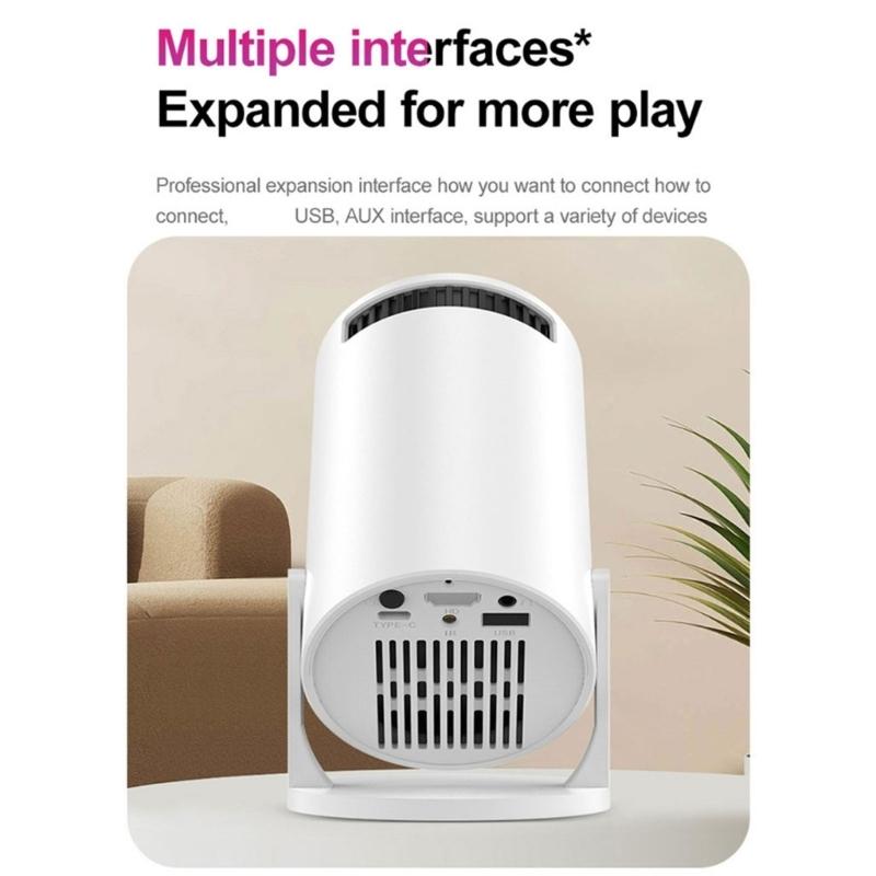 Full 1080P Wireless Projector Featuring 240 Degree Rotatable Lens and Auto Keystones Correction for Home Entertainment US 110V Compatibility