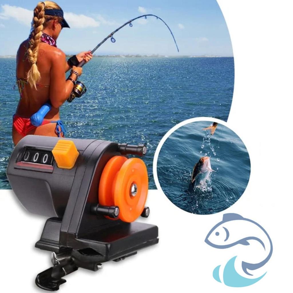 Fishing Line Counter Meter 0-999m Mechanical Line Measuring Tool with Adjustable Clip for Tracking Line Length on Fishing Reels