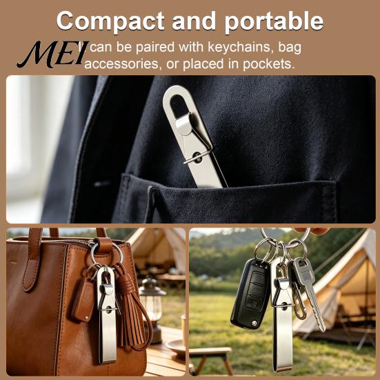 Mini Precision Tweezers 1/2/3Pcs Keychain Tweezers, Stainless Steel EDC with Outdoor Keyring Clip, for Camping Fishing Home Daily Use Professional