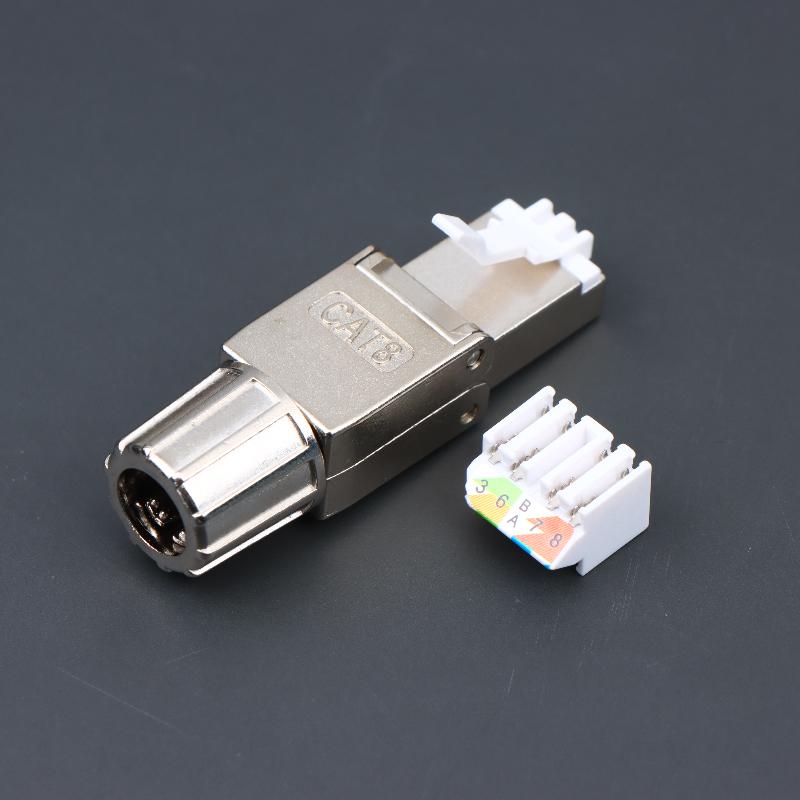 1Pc Cat7 Cat6A Cat8 Rj45 Connector Tool-Free Zinc Alloy Shielded Ethernet Termination Plugs