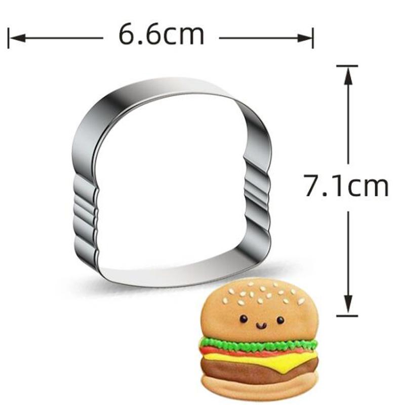 

1pcs Hot Dog Pizza Toast Metal Cookie Cutter Fondant Cake Decor Sugar Craft Pastry Biscuit Tool Cupcake Topper Bread Mold as the picture