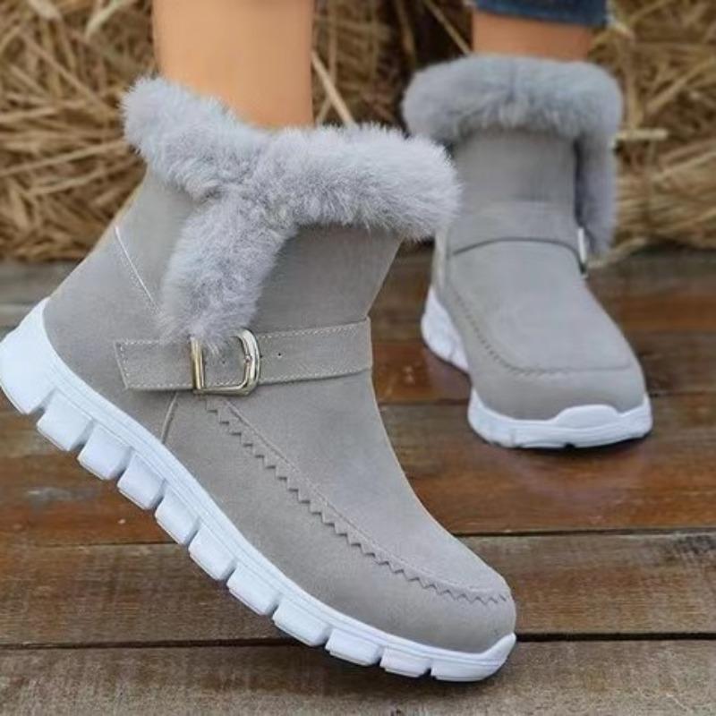 Women's Winter Warm-Lined Thickened Short Martin Boots, Korean Style Flat Comfort Cotton Footwear.