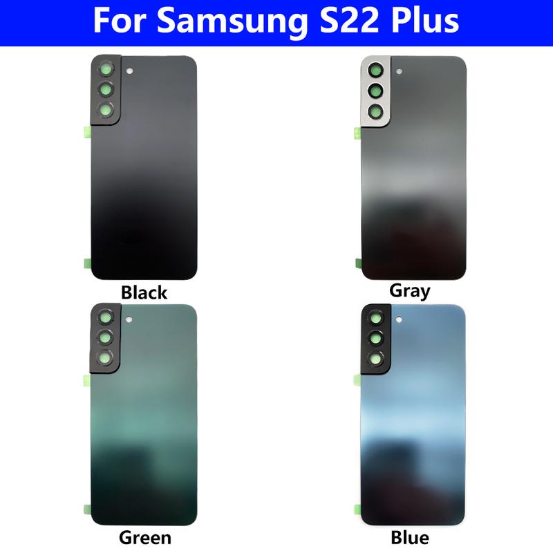 Back Glass Rear Cover For Samsung S22 / S22 Plus Battery Housing Battery back cover STICKER Adhesive With Camera Lens