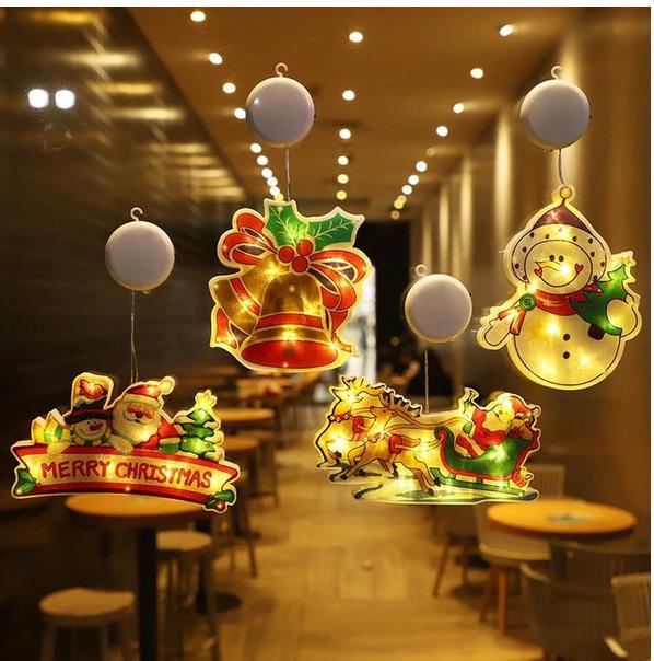 LED Christmas Suction Cup Window String Lights - Indoor Decorative Hanging Lights for Holiday Display