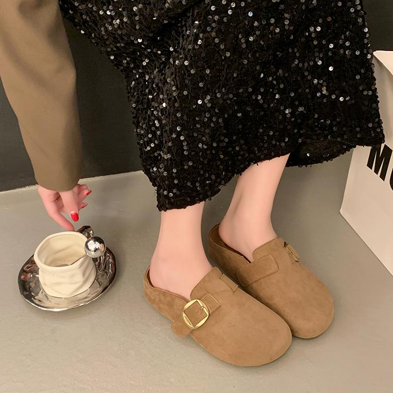 Fashion Shoes Woman 2025 House Slippers Platform Cover Toe Loafers Pantofle New Spring Retro Slides Shoes Woman 2025 Loafers Cover Toe F