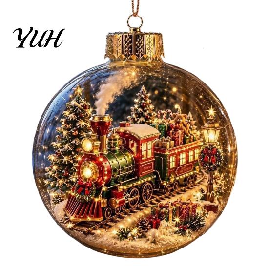 Shatterproof Plastic Spheres Glowing Christmas Story Ornament, Mini Holiday Scene In Ball, Light Up Decorative Ornaments for Home Clear Ball Xmas Tree