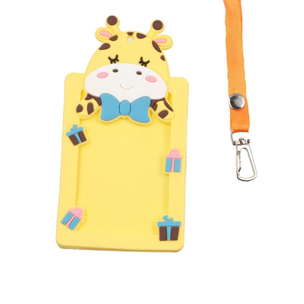 Bus Card School Office Supplies Protector Cover with Rope Work Card Silicone ID Badge Card Holder