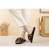 Fairy Style Leopard Print Fluffy Slippers for Women's Outdoor Wear In Winter, New Plush Air Conditioning Room, Lazy One Line Cotton Mop