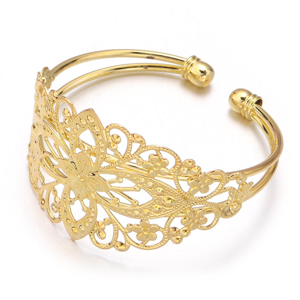 High Quality Copper Bangle Exquisite Flower Filigree Hollow Opening Bracelets For DIY Jewelry Making Bracelet Gifts Accessories