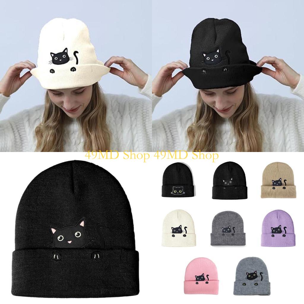 49MD Cartoon Hat Kitten Outdoor Activity School Teens Hat Multicolored Hat