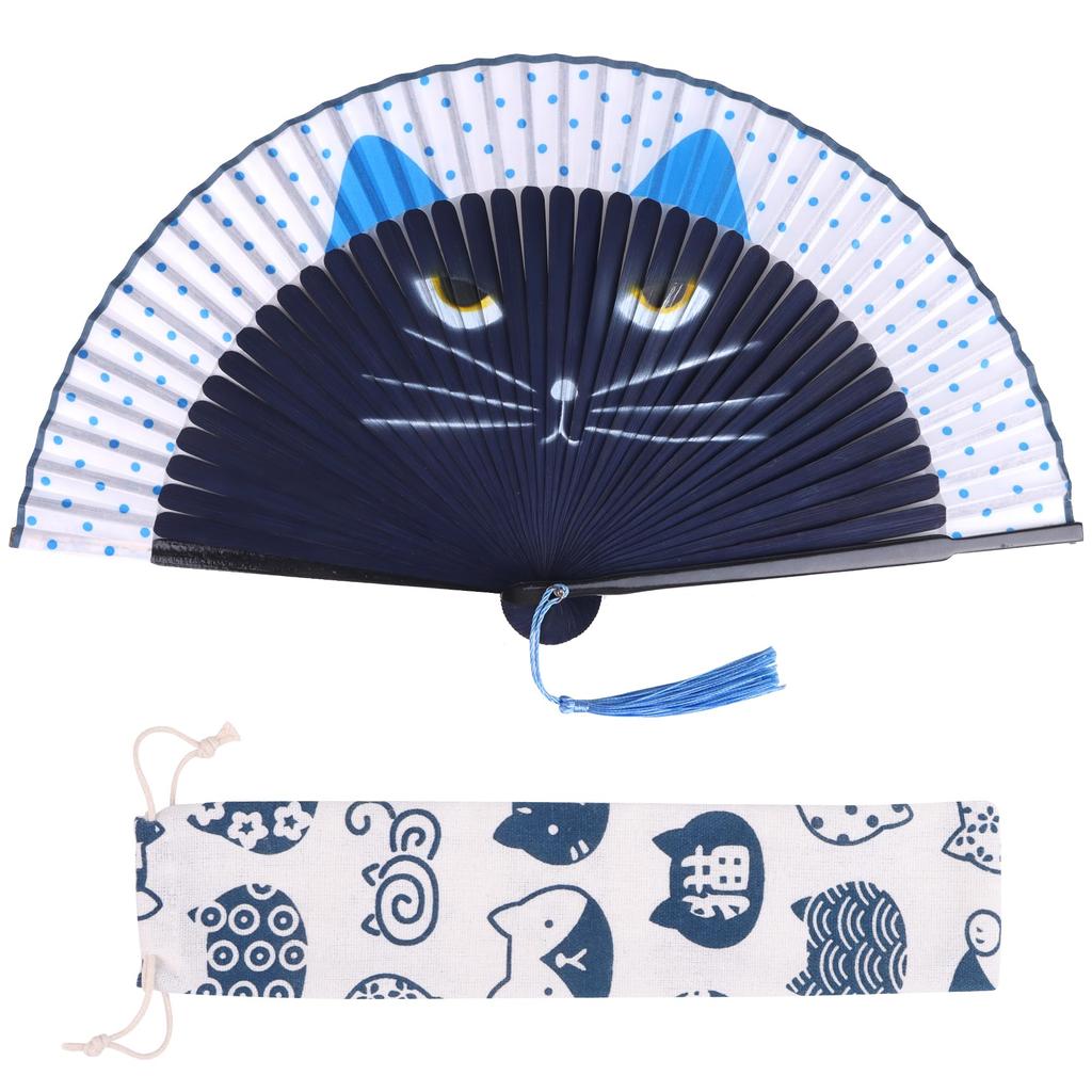 DERAYEE Folding Japanese Summer Mini for Festivals and Fireworks Japanese Blue Fan, Bamboo, Style, Fan, Stylish, Handheld, Displays, Accessory, Gift,