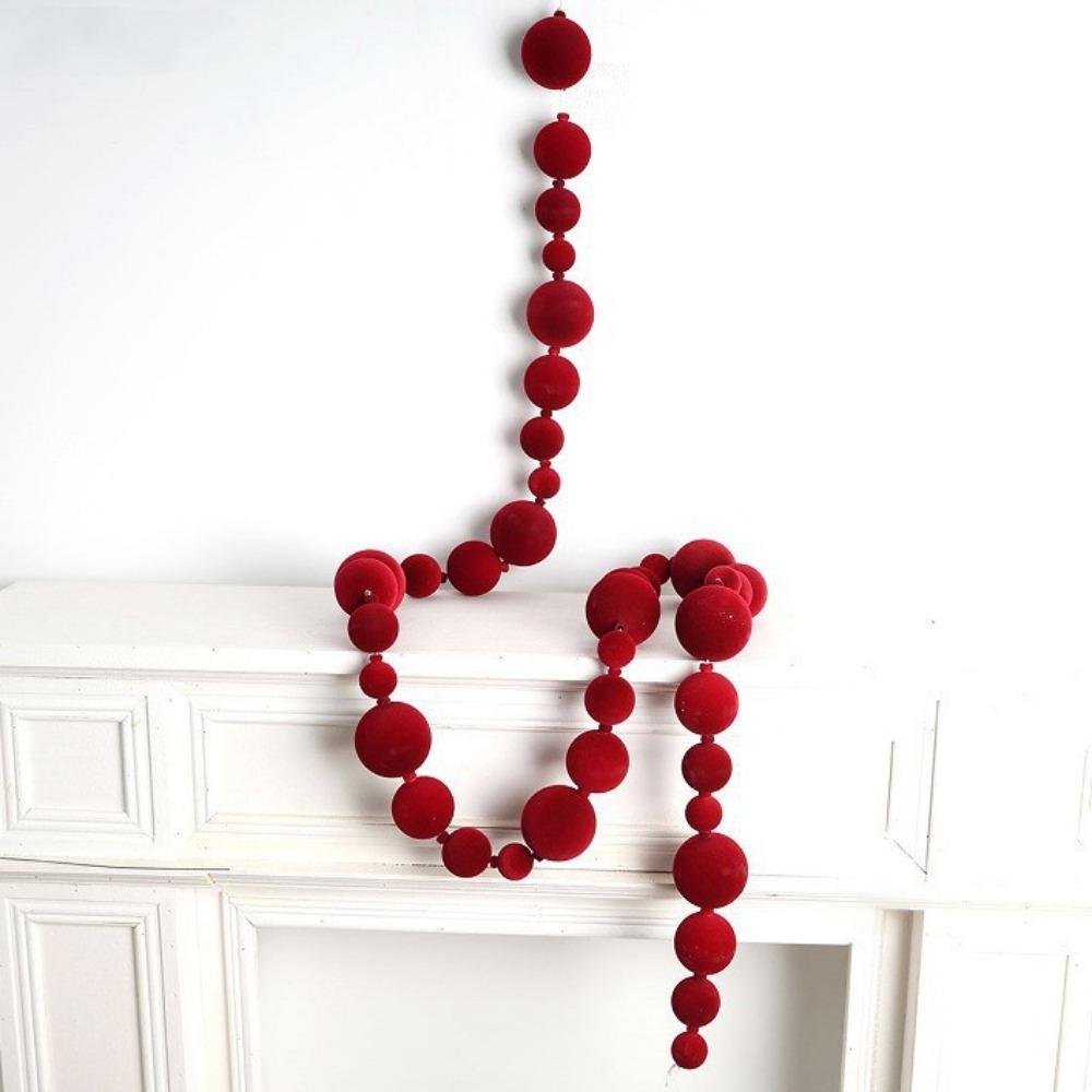 Multicolor Flocking Ball String Mixed Size Christmas Ball String Hanging Decoration  Party Supplies