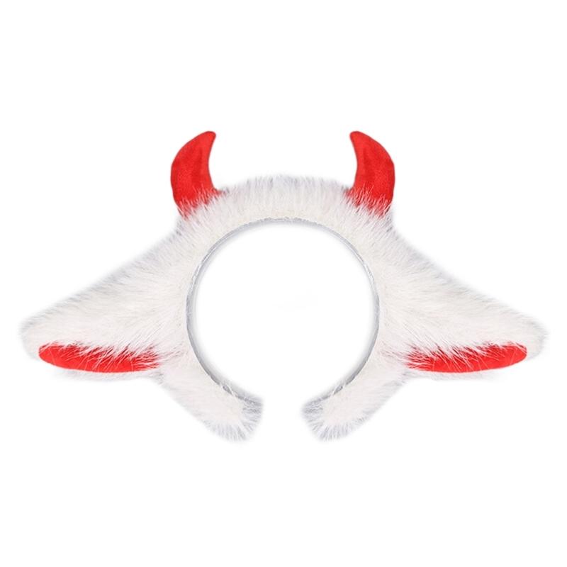 1/2Pcs Yak Ears Headband with Yak Tail Yak Costumes Set Halloween Animal Cosplay Costume Accessories for Kids Boys Girls