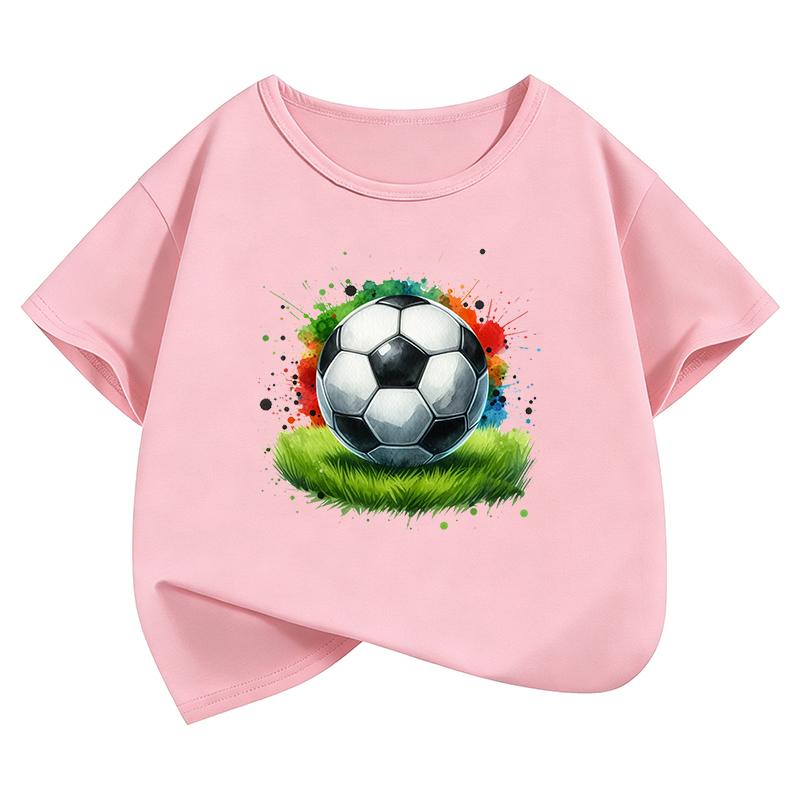 Football Design T-Shirt Printed T Shirt Boy Summer Clothes Short Sleeve Tops T-Shirts Cute Girls Clothing Kids Tee