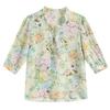 Summer New Fashion Floral Silk Shirt for Women Mid Sleeve Chiffon Top Age Reducing Three Quarter Sleeve Mother Blouse