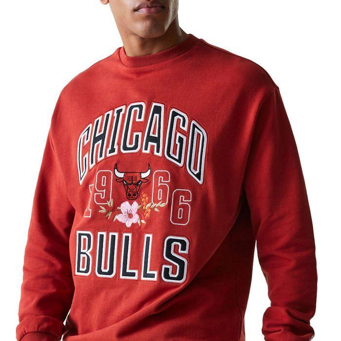 New Era Oversize NBA Pullover - FLORAL Chicago Bulls rouge