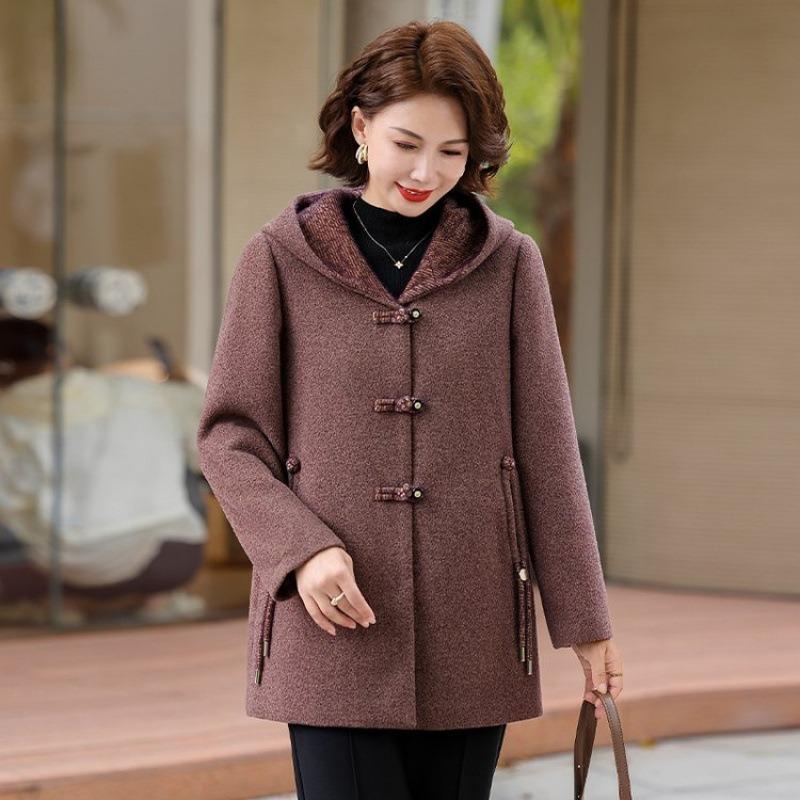 Autumn woolen coat versatile new women's clothing autumn and winter hooded casual woolen coat