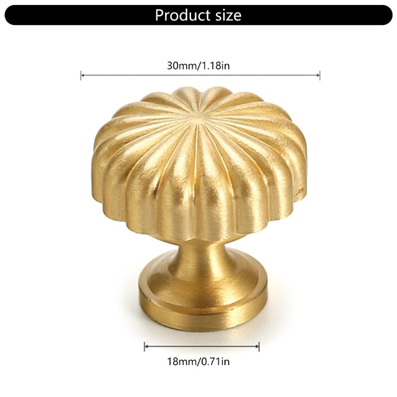 2Pcs Cabinet Pull Brass Dressers Knob Round Stripe Drawer Door Pulls Handles Kitchen Bedroom Furniture Hardware