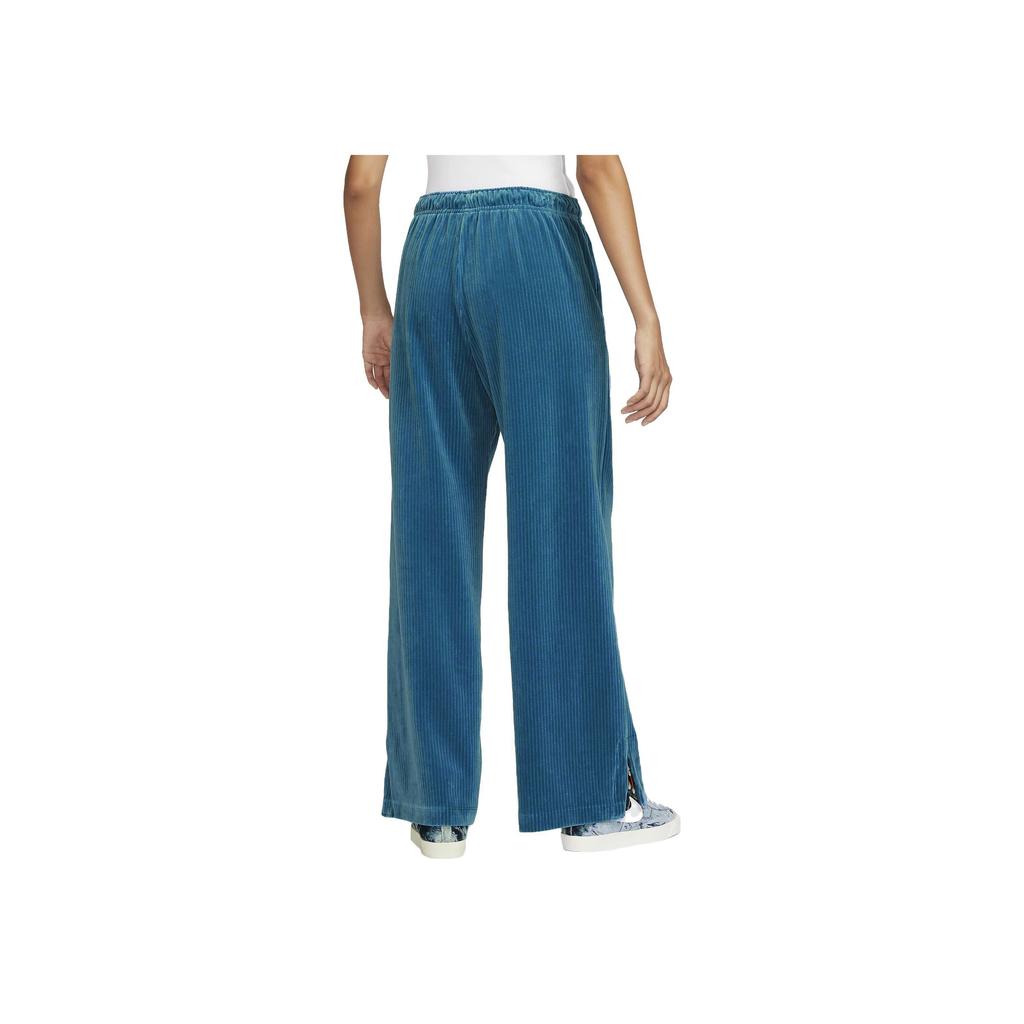 Nike Solid Color Loose Fit Corduroy Wide Leg Split Straight Casual Pants Women bottoms Blue DQ5922-457