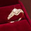 Geometric Zirconia Inlaid Ring: Stylish Japanese-Korean Design In Exquisite Copper