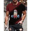 Funny Men's T-Shirts Santa Claus Christmas Oversized Short Sleeve with Snowflakes Print Red Casual O-Neck Outfit Men Clothing