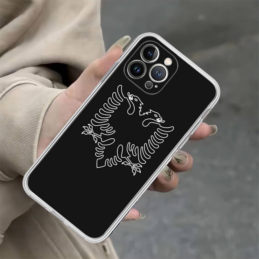 Albanian Flag Map Transparent Phone Case For IPhone 16 15 14 13 12 11 Pro Max Plus Soft Cover