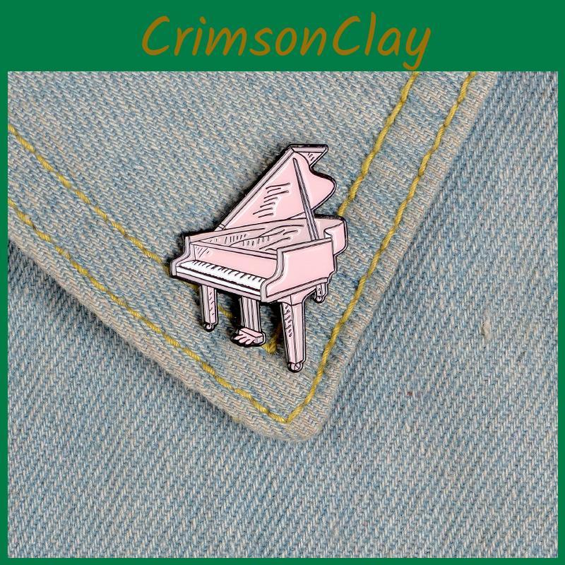 Pink Piano Unique Brooch Attractive Alloy Pin For Creative Individuality And Style