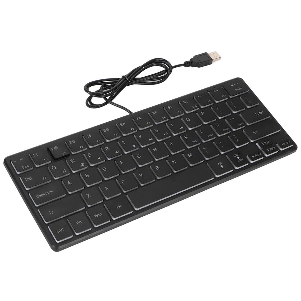 64 Keys RGB Backlit Keyboard USB Wired Gaming Keyboard Portable Mute Compact Small Keyboard for PC