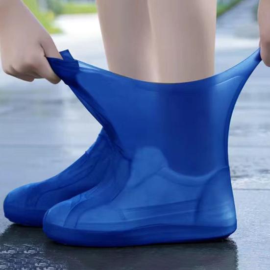 1 Pair Rain Shoe Cover Waterproof Thickened Silicone Lightweight Foldable Design Easy
