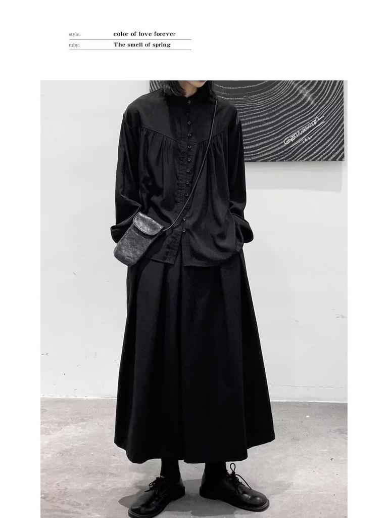 Yamamoto Damen High-Waist Culotte mit weitem Bein - Schlankmachend, lockere Passform.