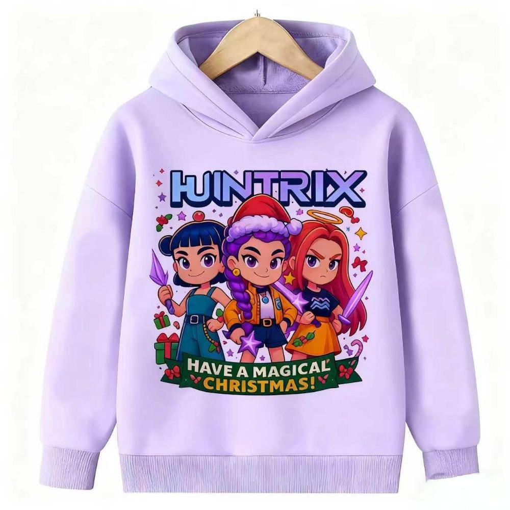 2025 New Kpop Devil Hunter Christmas Edition Children's Hoodie Manga Children's Sportswear Cute Tiger Printed Girl Children's Top