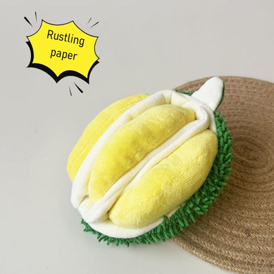 Plush Durian Dog Toy Squeaky Durian Interactive Dog Chew Toy Treat Hiding Snuffle Puzzle Toy for Dogs Mental Stimulation