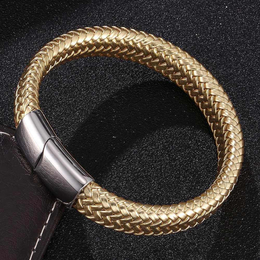 WISH Popular Men's Titanium Steel Leather Fashion Bracelet Accessories