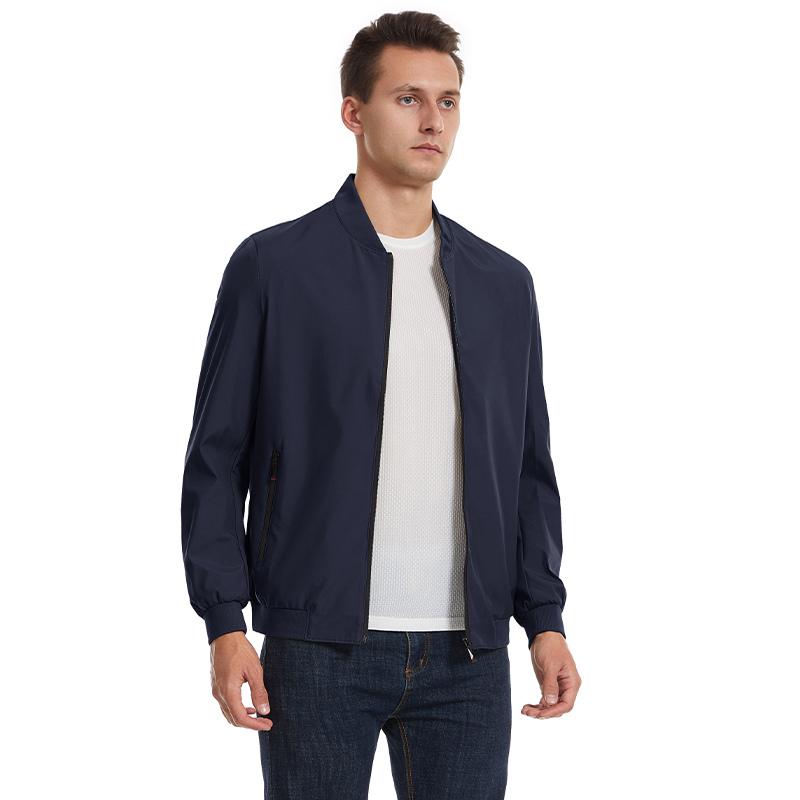Spring and Autumn Round Neck Men's Jacket Loose Long-sleeved Stand-up Collar Top New Style Anti-wind Casual Jacket