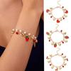 Hypoallergenic Stainless Steel Women's Bracelet with Cherry Strawberry Heart Pearl Chain - Gift Party Bangle Accessory for Girls
