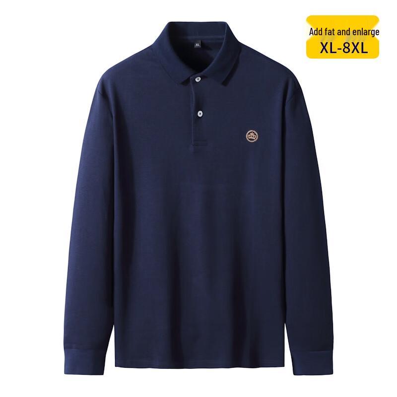 Мужская хлопковая мерсеризованная рубашка-поло с длинным рукавом большого размера 5XL