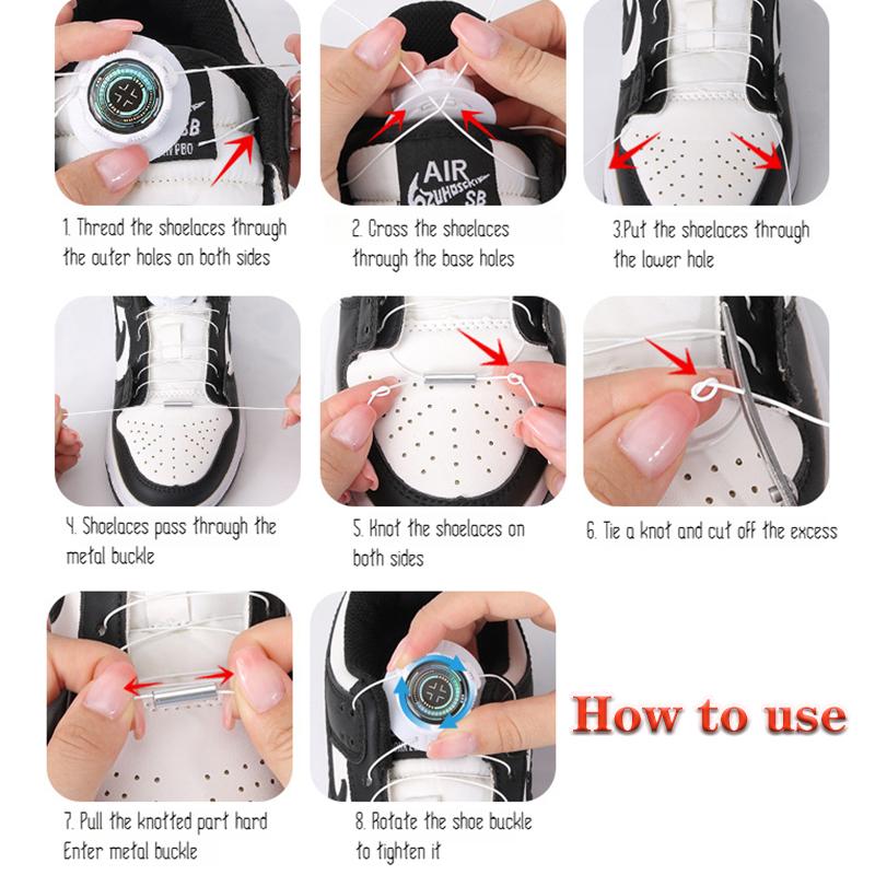 1Pair New Easy Fit Wire Swivel Buckle Elastic Laces Sneakers Automatic Shoelaces Without Ties Adults Kids Lazy No Tie Shoe Laces