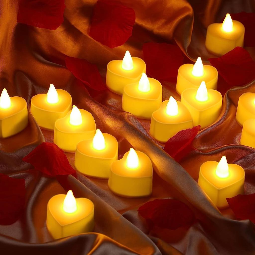סט נרות LED ללא להבה (Votive) 100+ שעות פעולה נרות חשמליים מופעלים בסוללה תה-ליט לחתונה הצעת נישואין קישוט רומנטי
