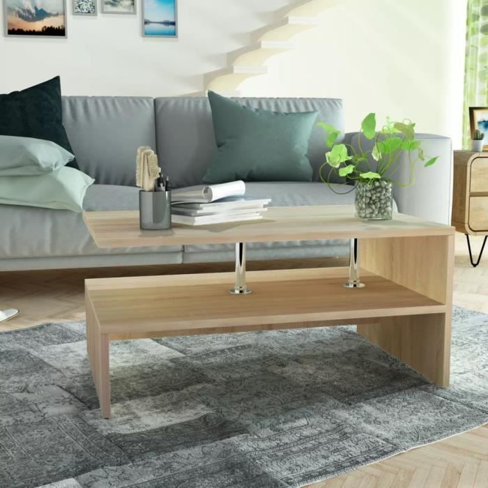 VidaXL Table basse Bois d'ingénierie 90x59x42 cm Chêne 244855