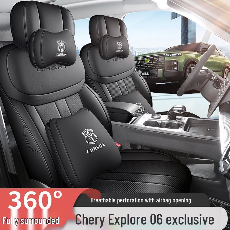 Universal Full Leather Car Seat Cushion for Explore 06 - New Model, Fits Five-Seat, All-Season Use.