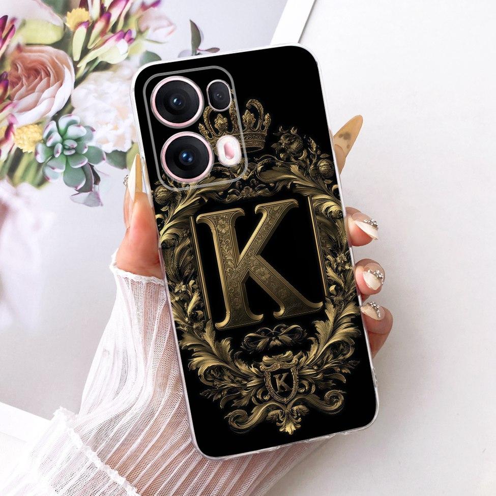 Transparent For Oppo Reno 13Pro CPH2697 PKK110 Cover For Oppo Reno 13 Pro Case Luxury Crown A-Z Letters 2D Flat Pattern