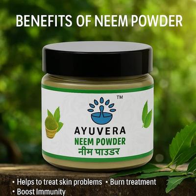 Ayuvera Neem Powder| Pure Azadirachta Indica Leaf Powder with Antibacterial & Antifungal Properties | 50g
