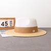 New Summer Beach Raffia Spliced Ethnic Style Woven Tape Sunshade Straw Hat Womens Wide Brim Jazz Holiday Uv Protection Sun Hats