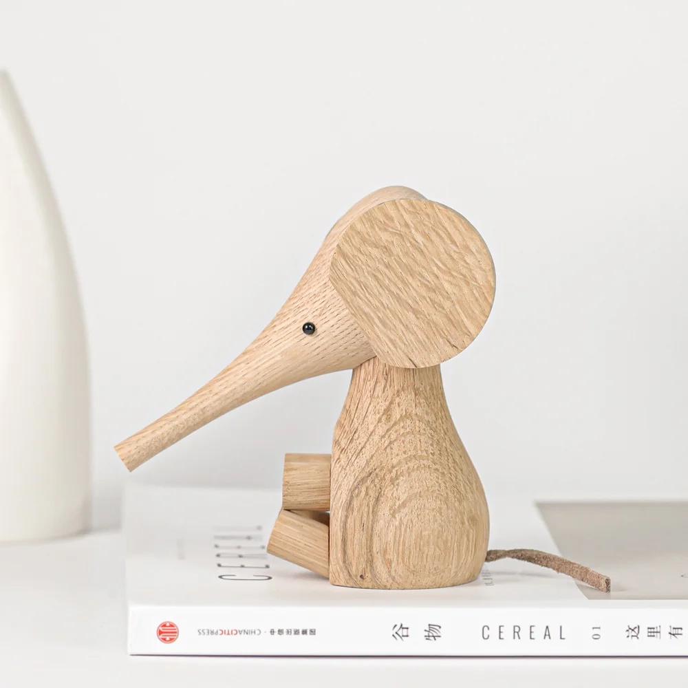 Nordic Style Oak Elephant Figurines, Lucky Wooden Animal Crafts, Room Decoration and Gifts, Home Interior Decor Ornaments