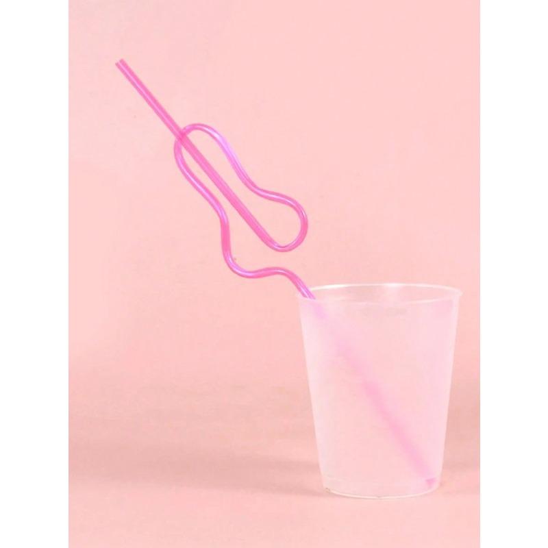 Bachelorette Party Decorative Straws Cartoon Art Shape Plastic Straws Reusable Plastic Drinking Straws Sweet Wedding Party